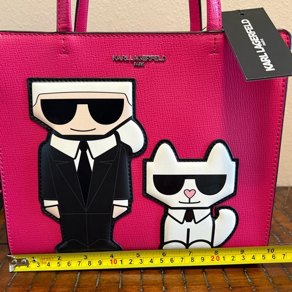 Karl Lagerfeld Paris Maybelle Fuchsia Satchel with Cartoon Motif - Picture 12 of 14